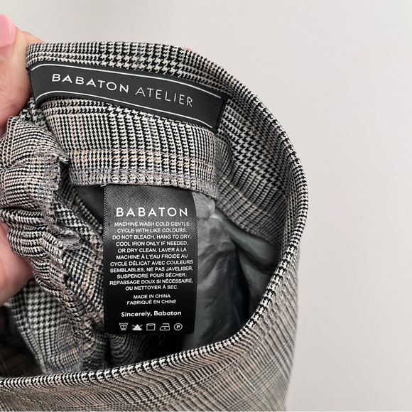 Aritzia Babaton Conan LG Glencheck black white plaid pant 8 pull-on pants - Picture 7 of 9